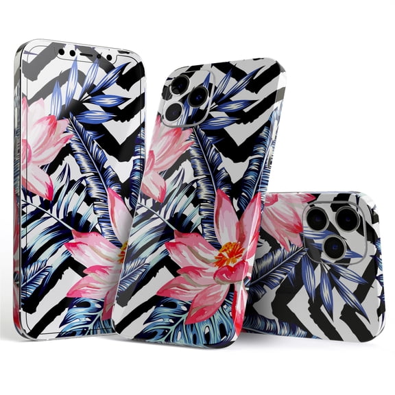 DesignSkinz Vivid Tropical Chevron Floral v1 Full-Body Skin Decal Wrap Cover for iPhone 16