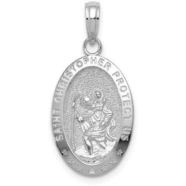 WellnessMarketer Religious Pendants - 14k White Gold Polished Saint
