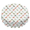 thumbnail image 2 of Dinosaur and Silhouette White Pattern Round Tablecloth 60"x60", Wrinkle Resistant Wipeable Table Cover for Kitchen Dining Room Picnic Patio and Party, 2 of 6