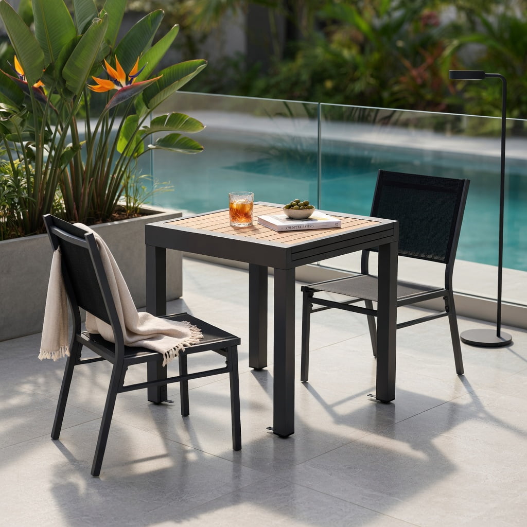 Hommoo Outdoor Dining Chair Breathable Mesh Back & Seat, Lightweight Aluminum Frame, Patio Chair for Backyard, Porch, Poolside or Indoor Use, Black