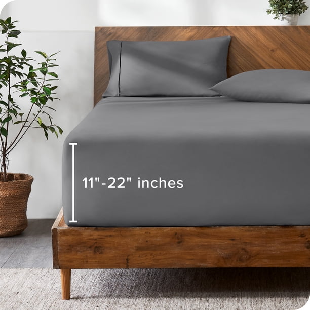 Bare Home Sábana Ajustable Bolsillo Extra Profundo de 22", Colección Premium 1800, Tamaño King, Gris