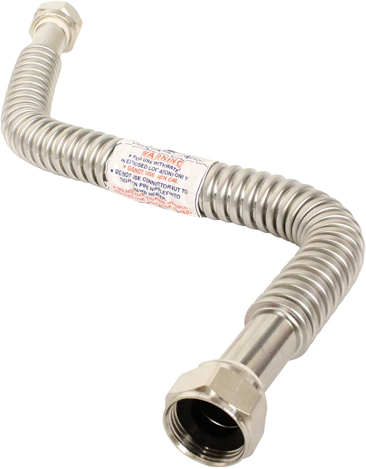 2 Pack Heavy Duty Durable Stainless Steel Corrugated Water Flex Connector with Extra Thick Washers for Water Heater and Water Softener (18x3/4 FIP)