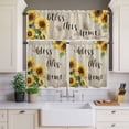 thumbnail image 3 of Kitchen Window Curtains Valance and Tier Set, Retro Watercolor Sunflower and Dragonfly Rod Pocket Tier Curtain Valance Set, Bless This Home Art Light Filtering Cafe Curtains for Bedroom Living Room, 3 of 9