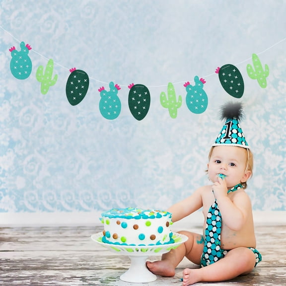 SASABAXI Cactus Garland Banner Non Woven Fabric Pendant Hanging Decoration for Birthday Party 1Pack
