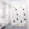 thumbnail image 1 of shower curtain waterproof and mildew-proof shower curtain cute cat set 80 width * 180 height + telescopic 50-80 rod + ring, 1 of 1