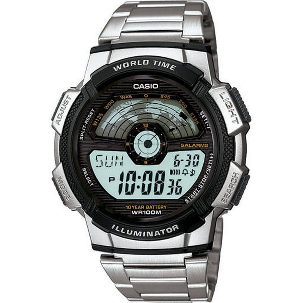 casio gold watch with world map