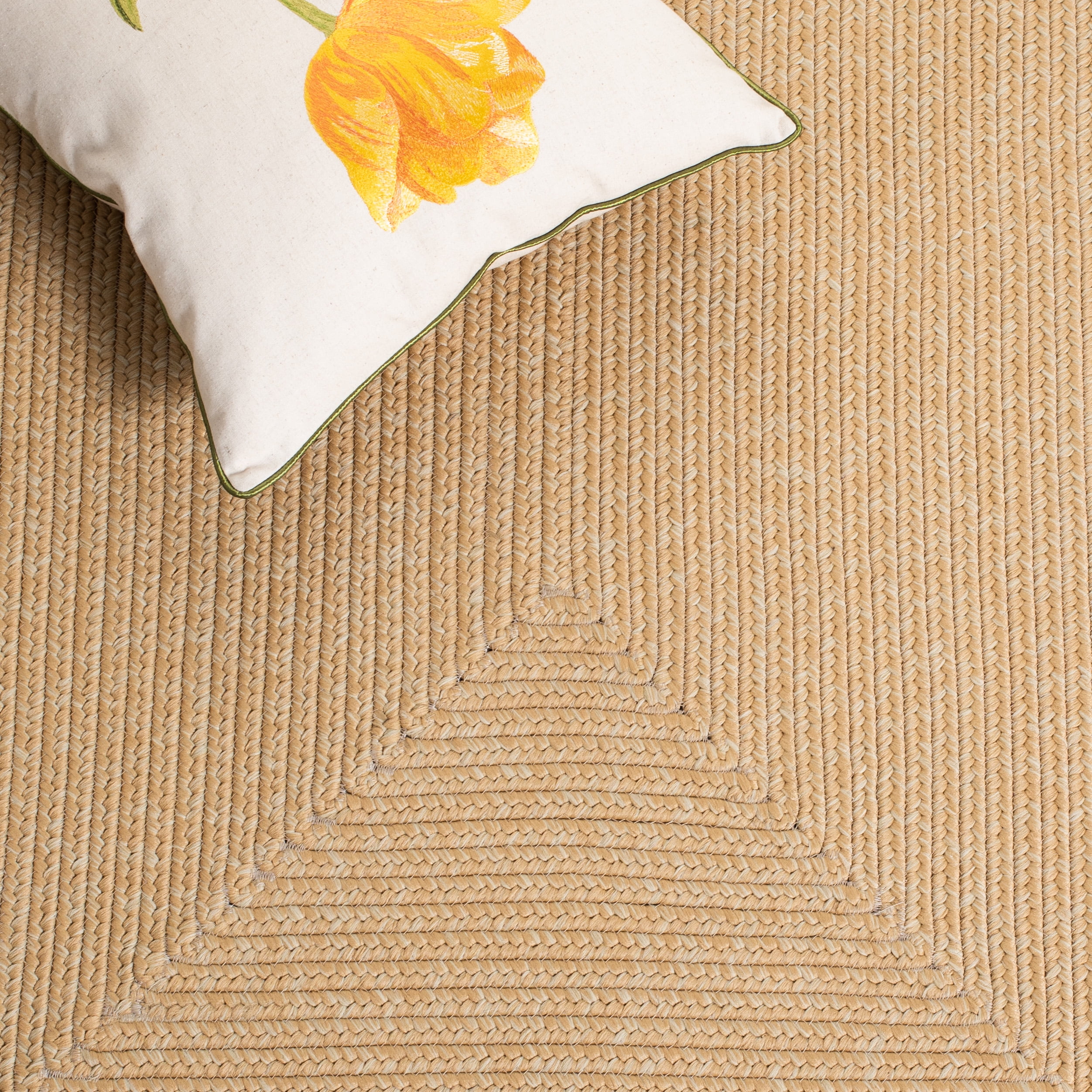 SAFAVIEH Braided Rishika Solid Machine Washable Reversible Area Rug, Beige/Tan, 8' x 8' Round
