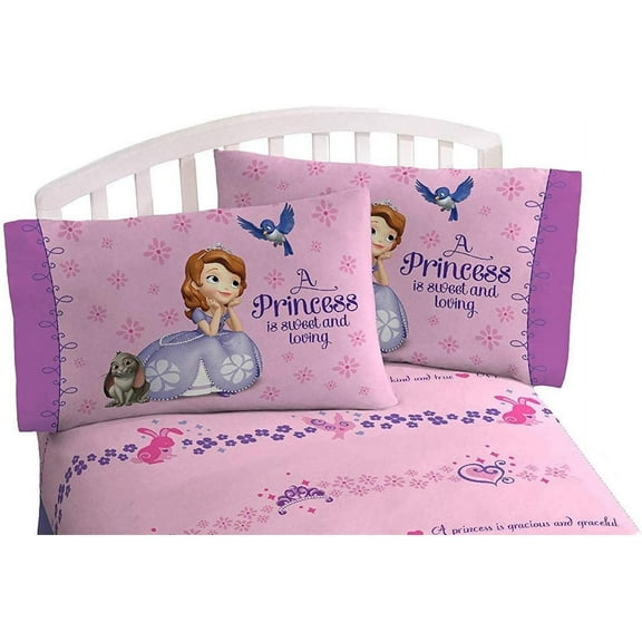 Princess Sofia Bedding Sheet Full 4 Piece Sheet Set for Kids-[ Pink ]