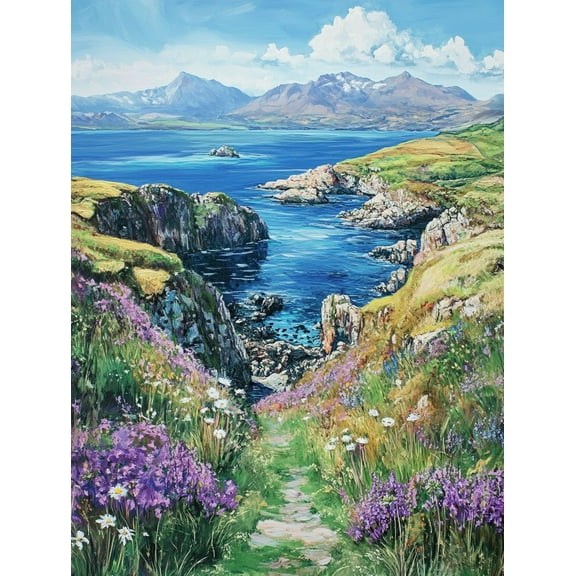 Coastal Path Wildflower Canvas Wall Art， Perfect for Living Room， Bedroom， Office， Hallway， and Kitchen Decoration.