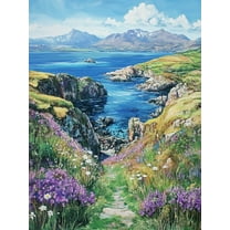 Coastal Path Wildflower Canvas Wall Art, Perfect for Living Room, Bedroom, Office, Hallway, and Kitchen Decoration.