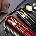 thumbnail image 2 of kurtrusly Kitchen Utensils 304 Stainless Steel Portable Sets Reusable Tableware with Box Students Use Simple Design Breakfast Dinner Type 5, 2 of 8