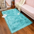 thumbnail image 2 of Junovo Luxury Fluffy Area Rugs Areary Rug for Bedroom Shaggy Rugs Area Carpet for Living Room Bedroom,4'x6',Light Blue, 2 of 7