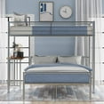 thumbnail image 2 of Harper & Bright Designs Twin Over Full Metal Bunk Bed with Desk, Ladder and Quality Slats for Bedroom, Metallic Silver, 2 of 7