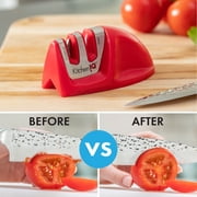 KitchenIQ 50883 EDGE GRIP 2-STAGE, RED Knife Sharpener, Standard Red/Carbide