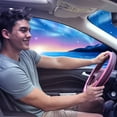 thumbnail image 2 of Star Design Piping Double Layers Universal Steering Wheel Cover with PU Leather,Fit for Suvs,Sedans,Cars,Vans(Pink), 2 of 8