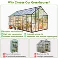 thumbnail image 3 of 8 x 14Ft Large Outdoor Greenhouse with 2 Vent Window, Aluminum Frame, Sliding Door, 3 of 10