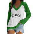 thumbnail image 1 of Pompotops Blouse Décontractée pour Femmes Imprimée pour la Saint-Patrick Manches Longues Col en V, 1 of 4