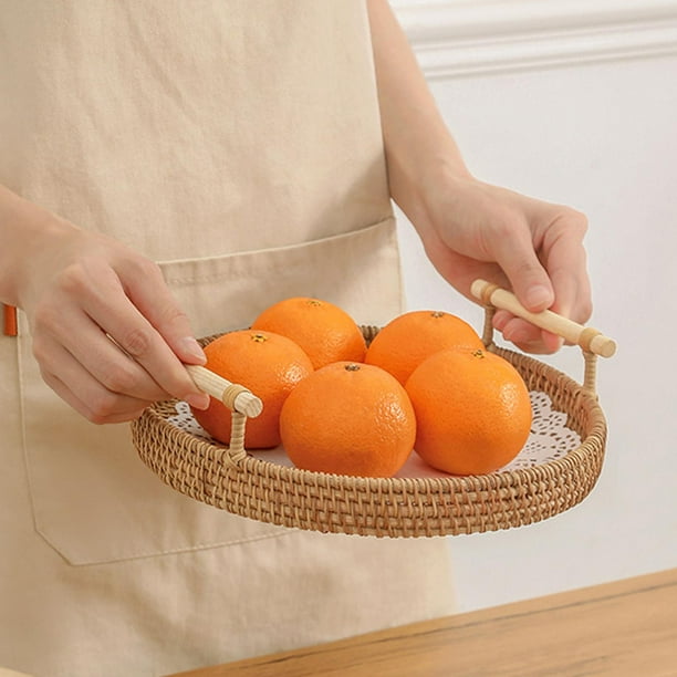 Bandeja decorativa redonda para servir Perfecl Cesta redonda multiusos tejida a mano 22cm
