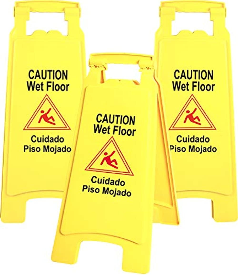 Cartello Con Scritta "Wet Floor", Giallo Brillante, Scritta