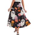 thumbnail image 6 of Womens Casual Elastic Waist Drawstring Midi Skirt Halloween Print Vacation Style A Line Flared Skirt With Pockets, 6 of 6