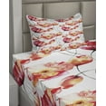 thumbnail image 2 of Ambesonne Spring Fitted & Top Sheet Set with Sham, Poppy Tulip Flora, Red White Orange, 2 of 4