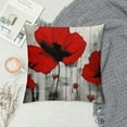 thumbnail image 2 of TIAOTIAOHOU Poppy Flower Pillow Case,Vintage Red Poppy Flower Cushion Cover Square Standard Home for Men/Women Black Red, 2 of 5
