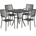 thumbnail image 3 of Flash Furniture Commercial Grade 28" Square Black Indoor-Outdoor Steel Patio Table Set with 4 Square Back Chairs, 3 of 5