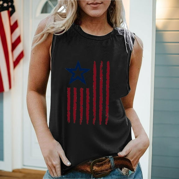 Aayomet Workout Tops Summer V Neck Tank Tops for Women Casual Loose Fit Sleeveless T Shirts Country Music Ring Hole Basic Shirts Tanks,Black L