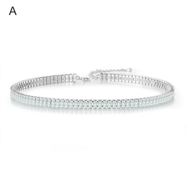 Choker Necklace Cubic Zirconia Sparkling Popular Rectangular Rhinestones Necklace