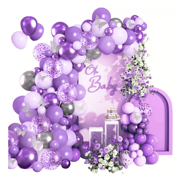 Guirnalda De Globos Mariposa Kit De Globos Para Cumpleaños, Morado