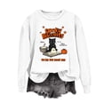 thumbnail image 4 of Cute Spooky Biscuits Graphic Sweatshirt Women Black Cat Ghost Dough Print Crew Neck Long Sleeve Pullover Oversized Fleece Lined Fall Top for Halloween Party Casual Outfits, 4 of 5