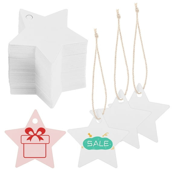 WHAMVOX 200Pcs Star Pattern Cardstock Blank Tags for Presents and Clothing 2.36X2.36X0.04in