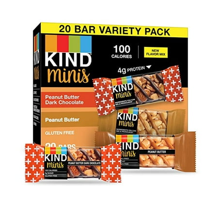 KIND Bar Minis Peanut Butter Dark Chocolate & Peanut Butter Variety Pack Gluten Free 100 Calories Low Sugar 80 Count
