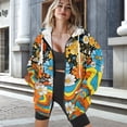 thumbnail image 3 of COEQINE Fashion Sweatshirts Women's Soft Oversized Hoodie Daisy Floral and Multicolor Waves Print Full Zipper Tops for Women with Pockets Fall Outfits Casual Wear, M, 3 of 7
