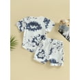 thumbnail image 4 of Wassery Baby Boys Summer Clothes Outfit 6 12 18 24 Months Toddle Tie-dye Print Short Sleeve Crew Neck T-shirt with Elastic Waist Shorts Set, 4 of 8