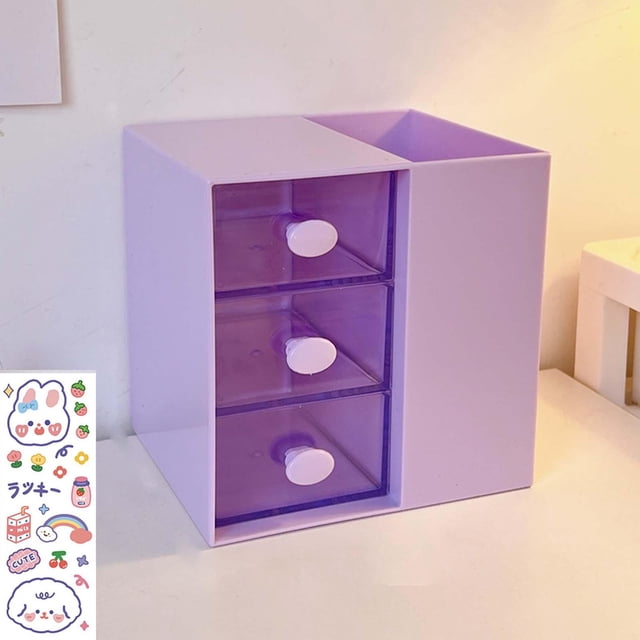 Caja de almacenamiento multifuncional, soporte de exhibición decorativo, soporte para cosméticos, contenedor de almacenamiento, organizador, Violeta Macarena Organizador de maquillaje