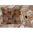 thumbnail image 2 of Geometric Fluffy Throw Pillow Cushion Cover, Grunge Checkered and Striped Quilt Pattern Mottled Digital New Retro Design, Decorative Square Accent Pillow Case, 18" x 18", Caramel Orange, by Ambesonne, 2 of 5