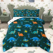 Homewish Teens Dinosaur Animal Bedding Comforter Set, Funny Jungle Wildlife Twin Comforter Sets, Kawaii Cartoon Theme Reversible Bedding Set, Ultra Soft Bedroom Decor, 2 Pieces