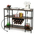thumbnail image 1 of Costway Wine Cabinet Bar Table Wine Rack Table for Drinks Glasses with Power Outlets Brown, 1 of 10