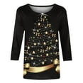 thumbnail image 4 of Luxalzxs Womens 3/4 Sleeve Tops and Blouses Cute Funny Plus Size Christmas Tee Shirt Fashion Casual Holiday Tops, 4 of 5