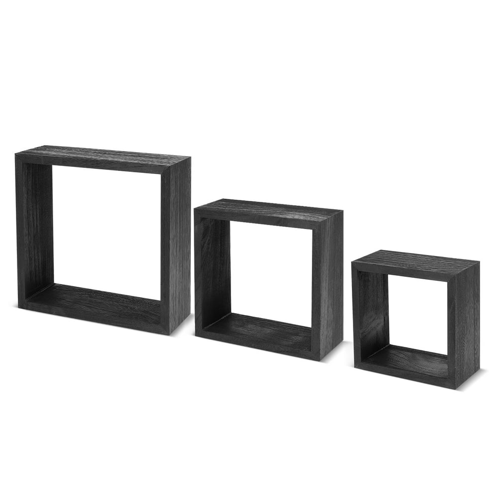 Wood Square Shadow Boxes (Set of 3) Wall Mounted Floating Display
