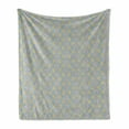 thumbnail image 1 of Geometric Soft Flannel Fleece Throw Blanket, Retro Disco Style Semi-circular Shapes and Diamond, Cozy Plush for Indoor and Outdoor Use, 70" x 90", Pale Grey Pale Orange, by Ambesonne, 1 of 6