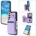 thumbnail image 6 of Compatible with Samsung Galaxy S22 Plus PU Leather Clasp Flip Zipper Purse Case, with Shoulder Strap Lanyard for Women Credit Card Holder Cell Accessories Phone Cover for Samsung S22 Plus, Purple, 6 of 9