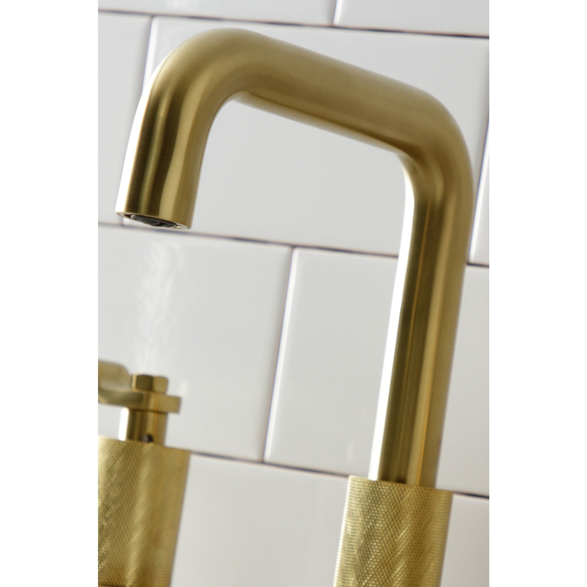 Kingston Brass KS1417KL Whitaker Widespread Bathroom Faucet with Push Pop-Up Drain, Brushed Brass