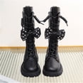 thumbnail image 6 of Viluyesy Girls Mid Calf Boots Solid Color Shoes Kids Winter Boots for Outdoor Hiking Black Size 2.5 Big Kids, 6 of 8