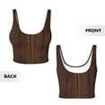 thumbnail image 5 of Fotbe Vintage Wood Pattern Womens' Sports Bra Longline Wirefree Padded with Medium Support Sports Moisture-Wicking Workou Vest,Tank Top-, 5 of 7