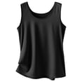 thumbnail image 4 of Women Silk Satin Tank Tops Dressy Scoop Neck Camisole Sleeveless Blouses Shirts Casual Summer Tank Black L, 4 of 5