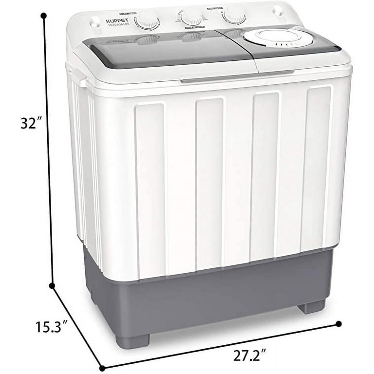 KUPPET Portable Compact Mini Washing Machine Twin Tub 26.4 lbs Capacity Washer 17.6lbs Spiner 8.8lbs Built in Drain Pump Semi Automatic For Dorms