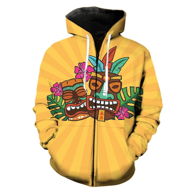 Sudadera con capucha y cremallera estilo hawaiano de isla tropical para hombre, con estampado 3D, unisex, estilo hip hop, gran oferta 2024, sudaderas Harajuku divertidas