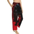 thumbnail image 2 of Uemuo Black Panther Red Background Pattern Women's Wide Leg Palazzo Lounge Pants with Pockets Light Weight Loose Comfy Casual Pajama Pants-X-Large, 2 of 9